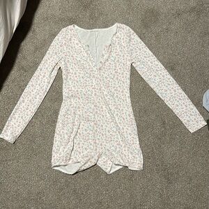 Floral Print Pajama One Piece
